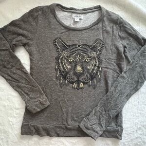 WINTER SALE ** Lucky Brand Charcoal Tiger Graphic Sweatshirt
